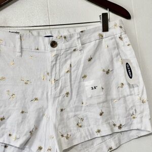 • NWT gold pineapple print linen blend shorts •